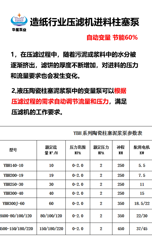 造紙行業壓濾機進料柱塞泵